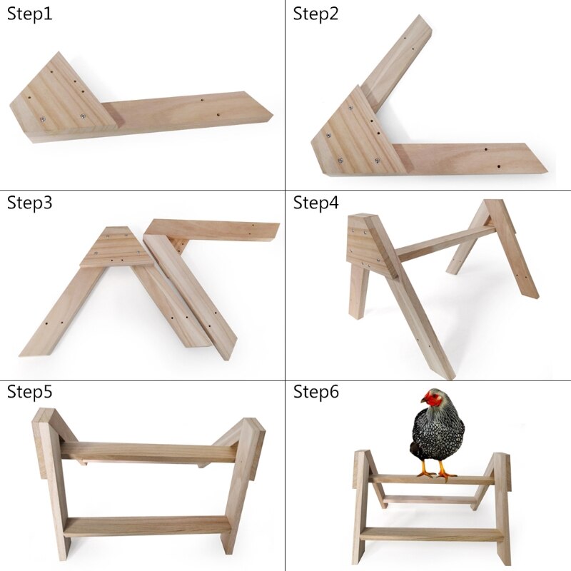 Chicken Perch Wood Stand for Pet Hens Large Bird Parrot Coop Roosting Handmade Wooden Tripod Stand