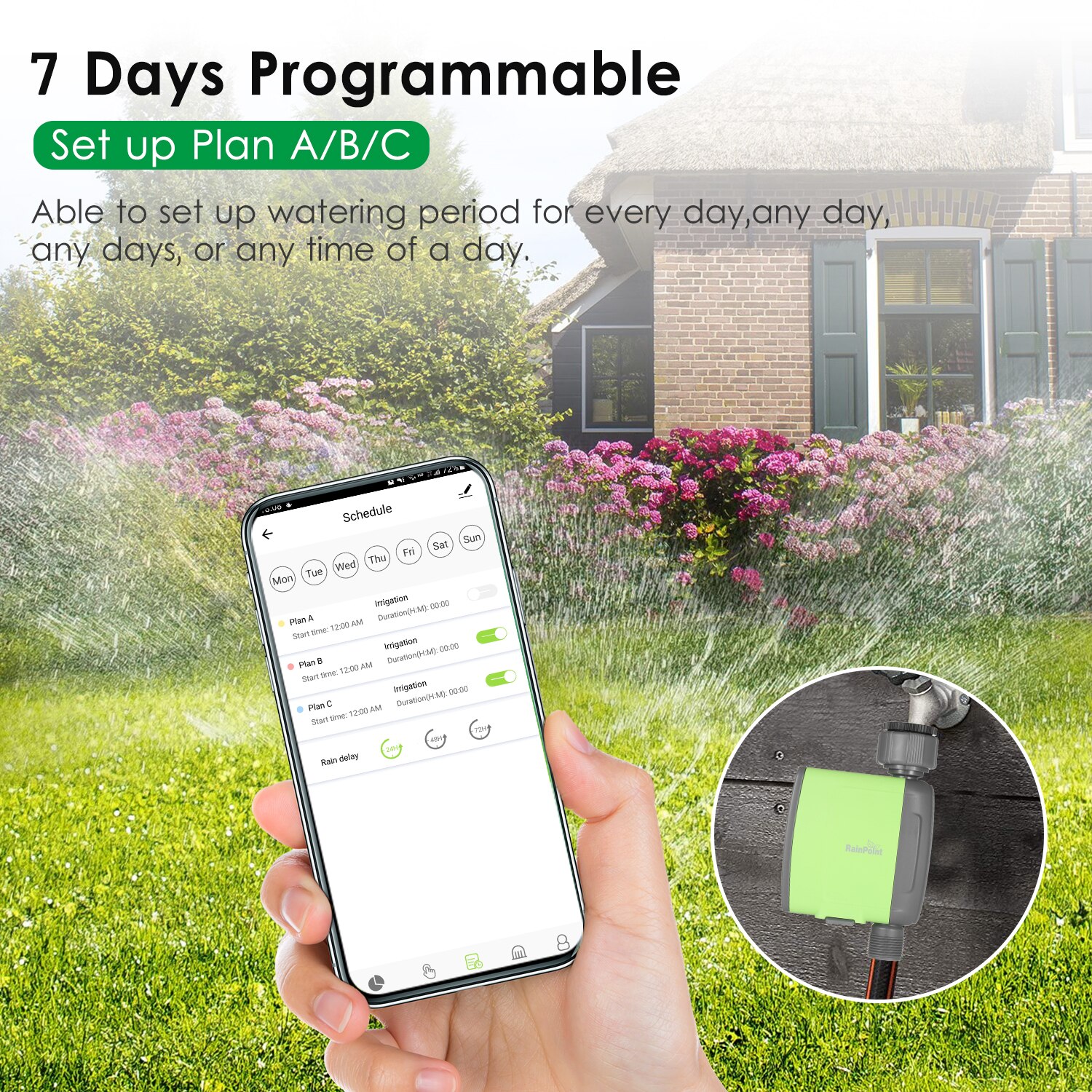 Programmierbare BT Wasser Timer Schlauch Wasserhahn Timer Wasser Flow Meter Automatische Bewässerung Sprinkler System Bewässerung Controller