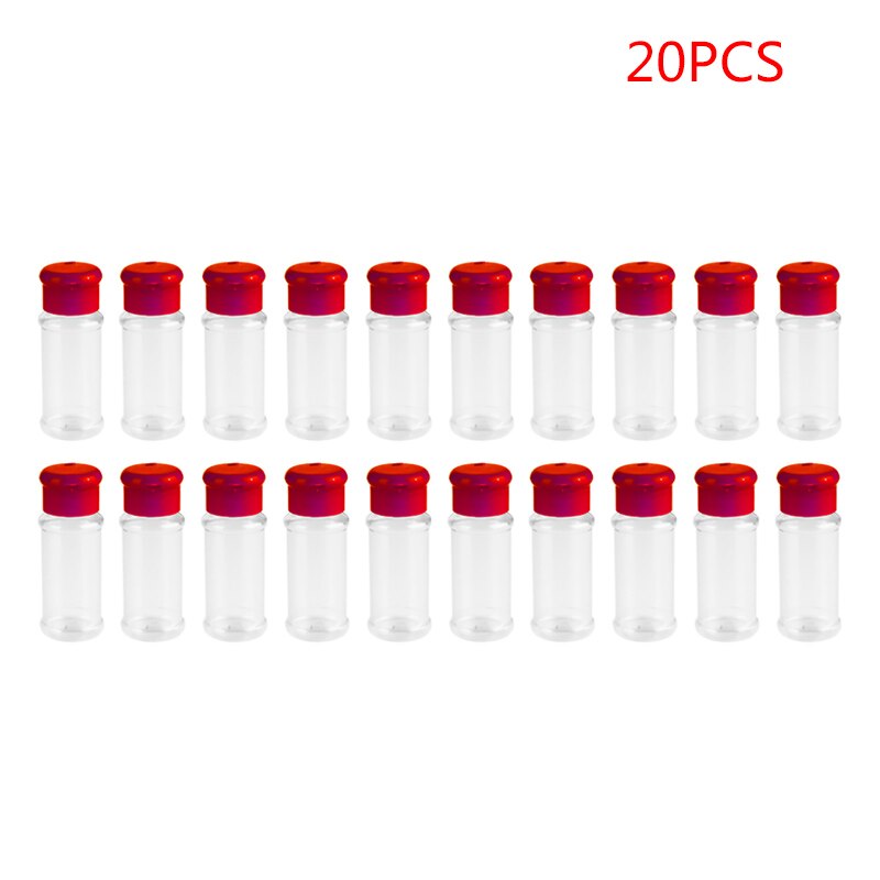 Zout Shaker 100Ml Plastic Kruidkruik Bbq Zout Barbecue Kruiderij Houder Flessen Zout Peper Shaker Kan Keuken Gadget 10/20Pcs: 20pcs Red