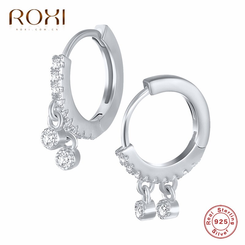 Roxi 925 Sterling Zilver Cz Cirkel Kleine Stud Oorbellen Voor Vrouwen Huggies Sieraden Enkele Rij Zirkoon Ronde Oorbel Bruiloft Sieraden