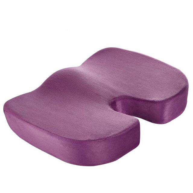 Reise pustende setepute coccyx ortopedisk minneskum sete massasjestol pute pute bil gel svamp u-formet setepute: Fløyel lilla