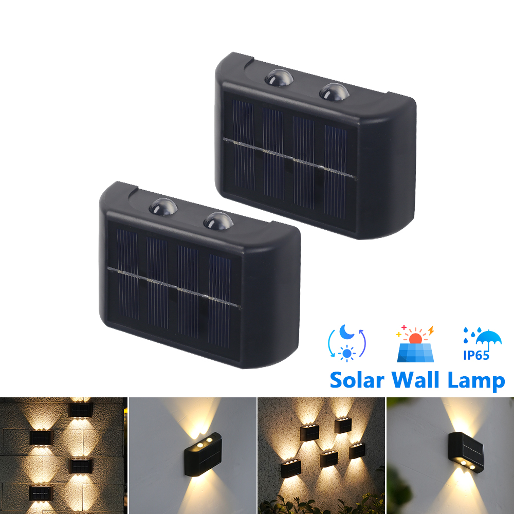 Wandleuchte, LED-Solarleuchte, Perlen nach oben und unten, Sonnenlicht, solarbetrieben, für Outdoor-Gartendekoration, wasserdicht, 4, 6, 8 LEDs, Strahler
