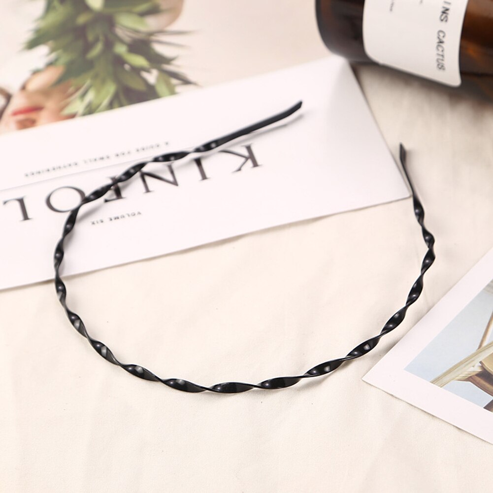 Chic Unisex Black Wavy Hairband Men Women Washing Headband Scrunchy Styling Tools Accessories Headwear Hair Head Hoop Bands: Black Spiral