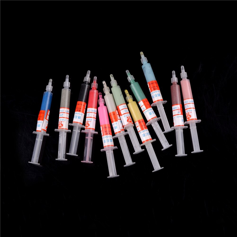 12Colors 0.5 To 40 Micron Diamond Polishing Lapping Paste Compound Syringes