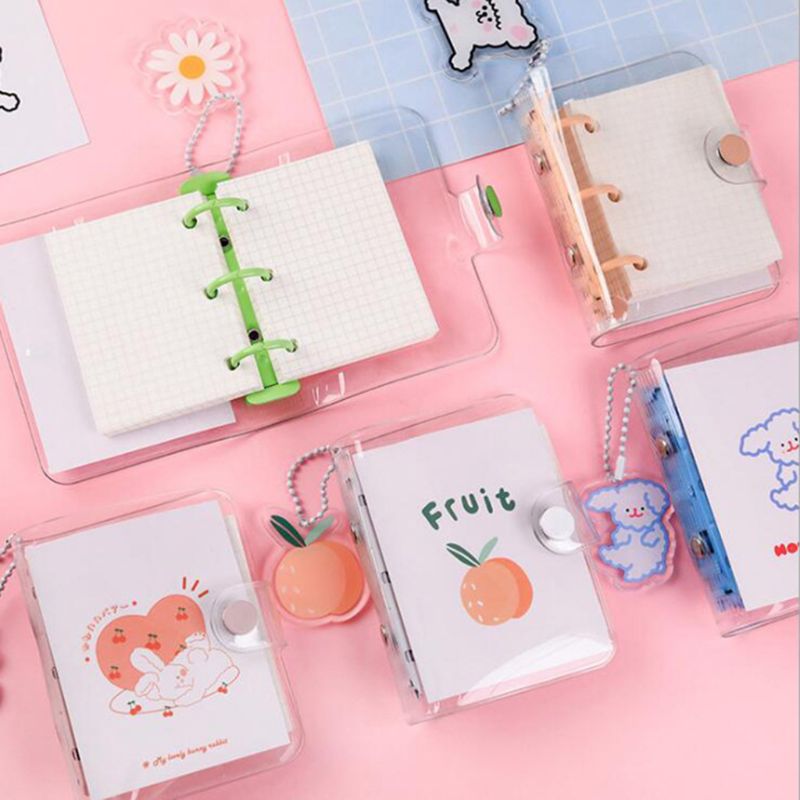 3 Holes Mini PVC Loose Leaf Transparent Diary Notebook Pocket Traveler Planner Note Book Office Supplies