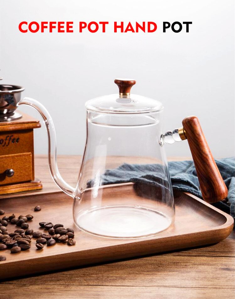20oz/600ml Thick Glass Tea Coffee Kettle Teapot,Gooseneck Thin Spout for Pour Over Coffee Pot,Teabloom Stovetop &amp; Microwave Safe