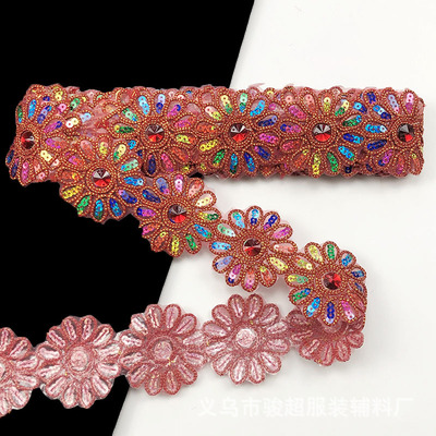 4.5Yards Lovertjes Bloem Kant Lint Gordijn Versieringen Gordijn accessoires Kant Trim Decoratie Kleine kant 6cm breed: Goudgeel