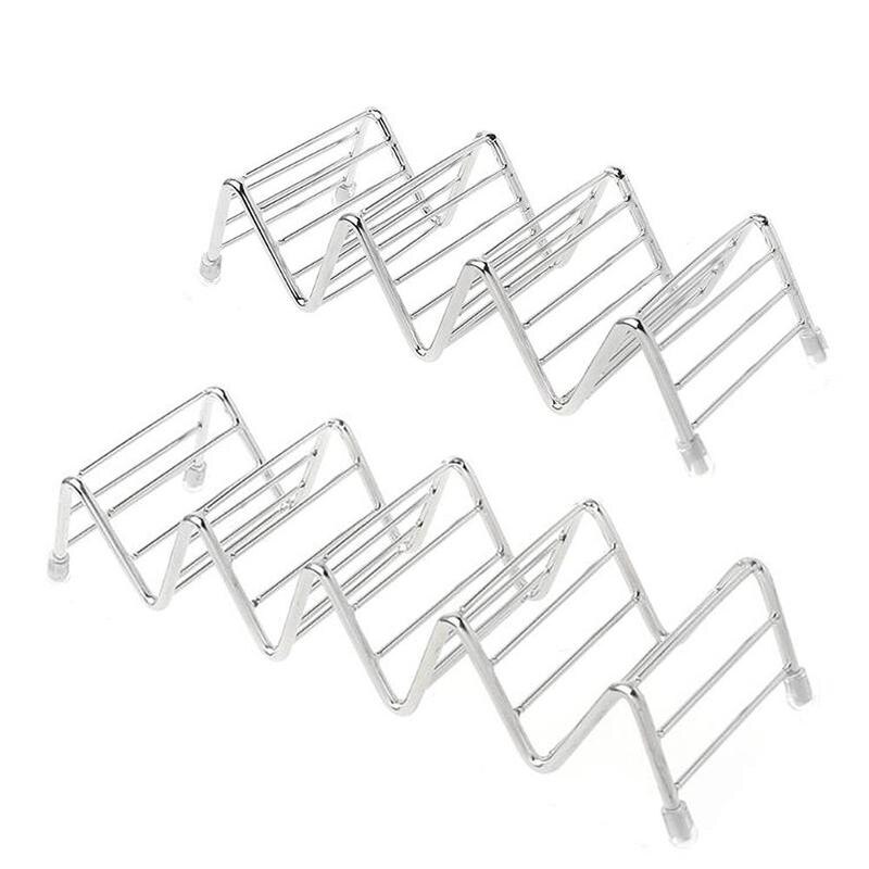 Wave Shape Stainless Steel Taco Holders Mexican Food Rack Holder Stand Shells Display Dog Hard 1-4 Taco Rack K1T7
