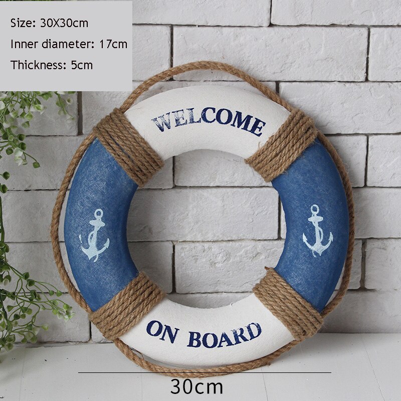 Red de pesca de algodón estilo mediterráneo, decoración náutica para el hogar, barra salvavidas, sala de estar, 30CM: blue B