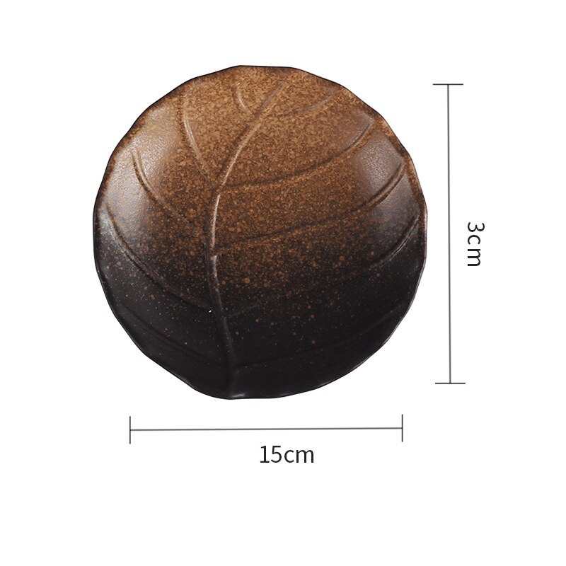 Japanese Retro Ceramic Dinner Plates Tableware Round Leaf Tray Fruit Salad Dishes Home Restaurant Kitchen Dinnerware: 6Inch Plate B