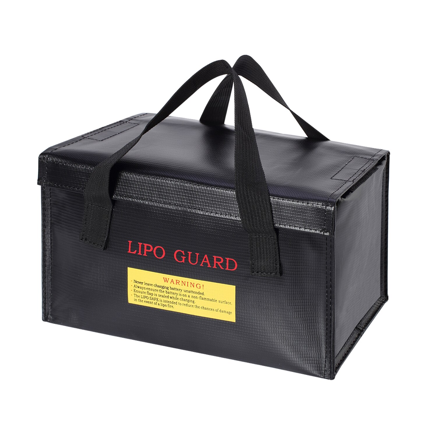 Handheld Portable Explosionproof Lipo Battery Safe Bag Guard Fireproof Fiberglass Inside Large Capacity Storage Case Pouch: Black