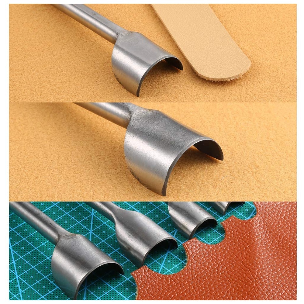 10 st läderverktyg 5-50mm halvrunda läderskärare punch diy handgjorda läderhantverksverktyg för att tillverka rem plånboksväska