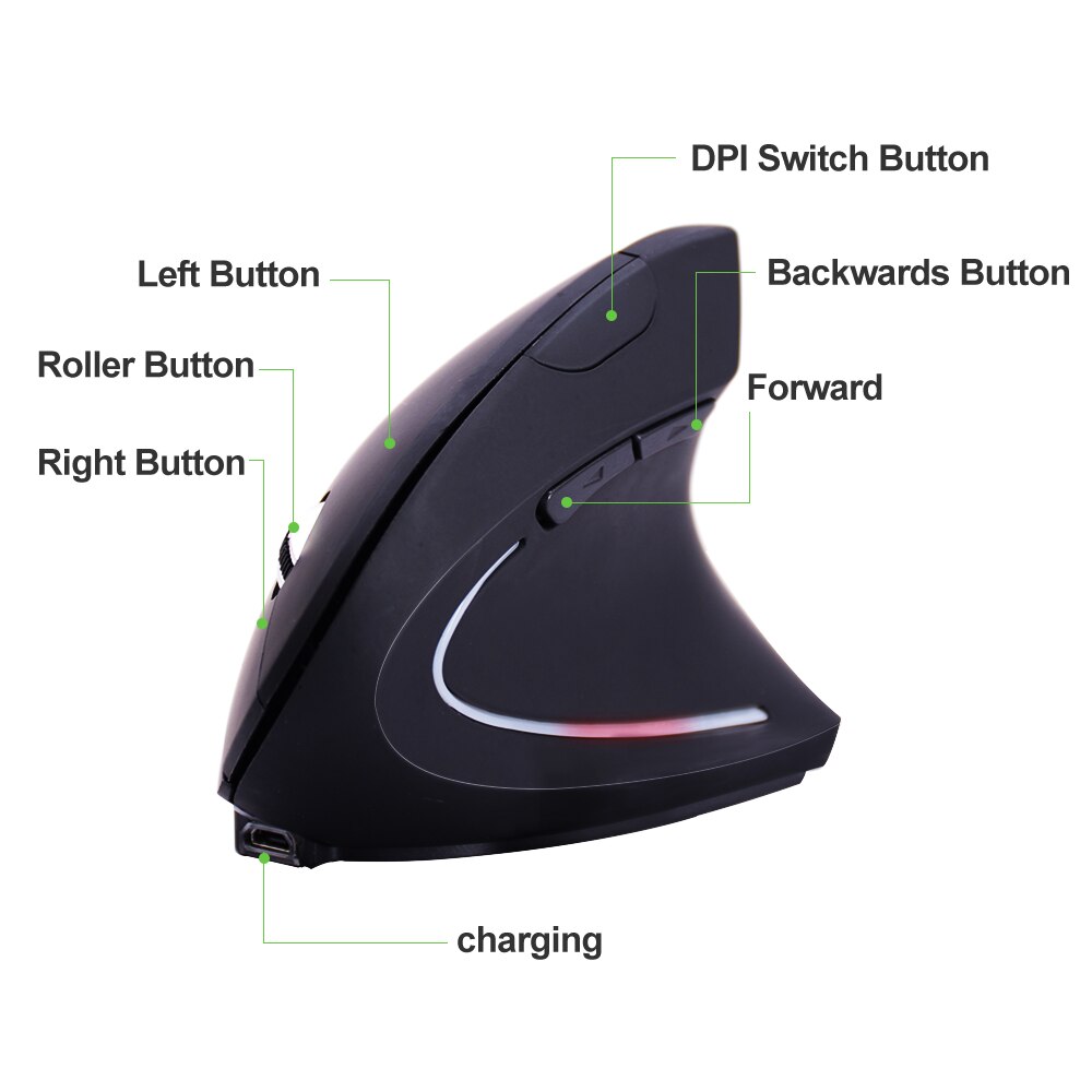 ONLIVING Ergonomic Wireless Gaming Mouse Vertical Right Hand 800 1200 1600 Dpi USB Light Pulse Healthy Mouse PC Computer Mouse
