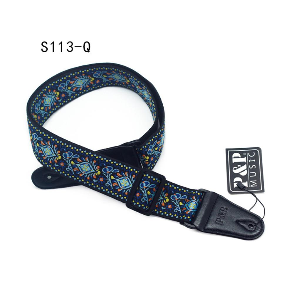 cinturón bordado, banda Jacquard ajustable con extremo de cuero para instrumento Musical de Bajo acústico eléctrico bajo folclórico: 2