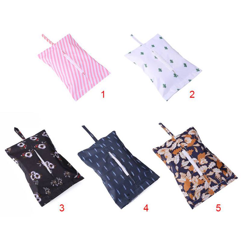 Portable Cotton and Linen Tissue Box Holder Towels Paper Hanging Home Decor Boxes Travel Pouch Paper Bag Cloth for Car Home
