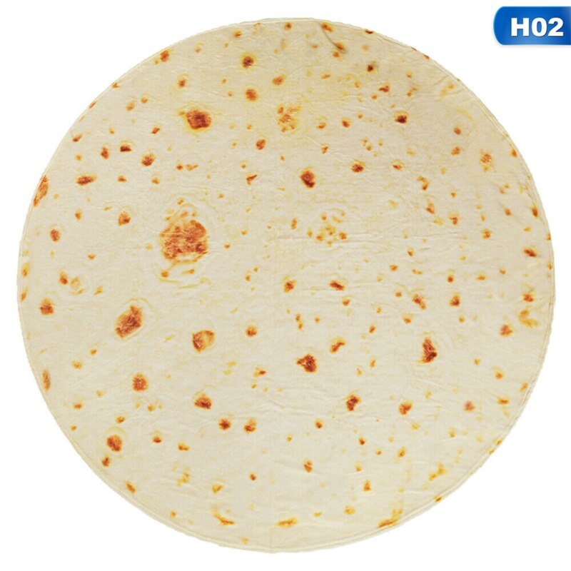 150cm Kreative Burrito Vlies Decke Karikatur Kekse Pizza Runde Werfen Flanell Bett Sofa wickeln Decke für Erwachsene freundlicher Decke: H02