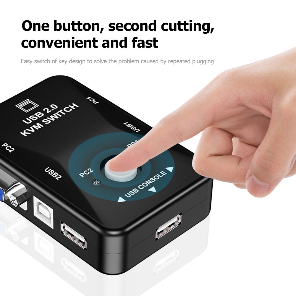 2 Port USB HDMI Manual KVM Switcher 2 in 1 Out 4K 1080P VGA Splitter Box for Sharing Keyboard Mouse Monitor