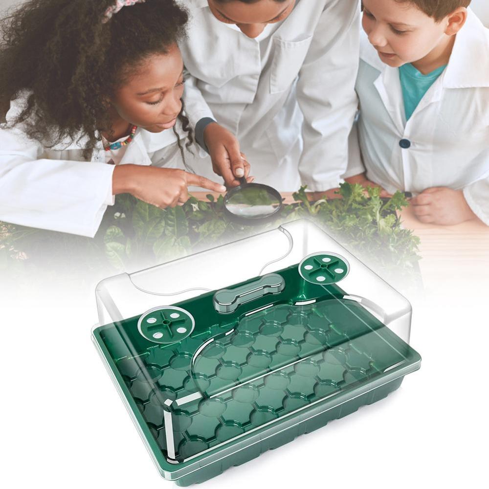 24 agujero macetas de plástico para viveros semilla para plantar set de bandejas de caja para germinación con cúpula y Base jardín protector de cultivo suministros de jardinería
