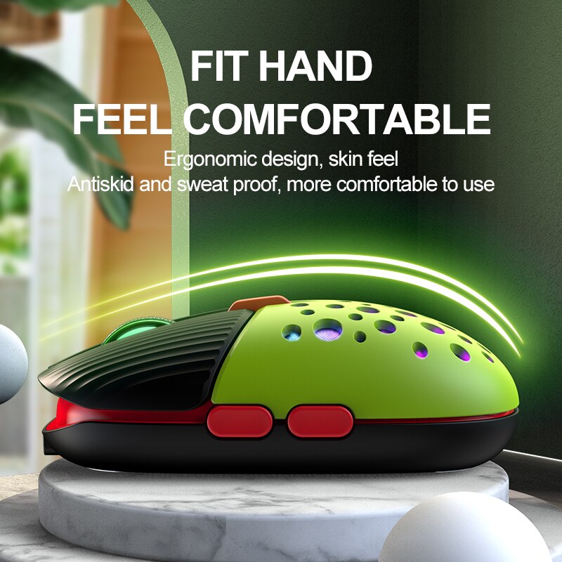 2.4g Wireless Pink Gaming Mouse Rechargeable Honeycomb Beetle RGB Mute Mouse 6D Gaming Office Mice for Laptop PC Computer