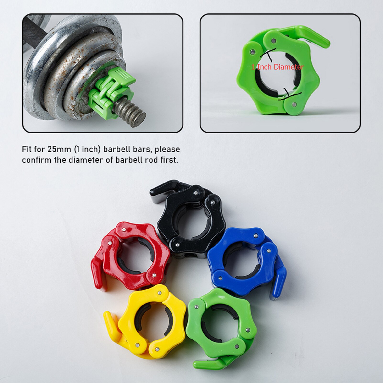 2 stücke Hantel Schellen Schnellverschluss 1 Zoll Durchmesser Standard Bar Gewicht Platten Kragen Clips Gewichtheben Fitness Ausbildung