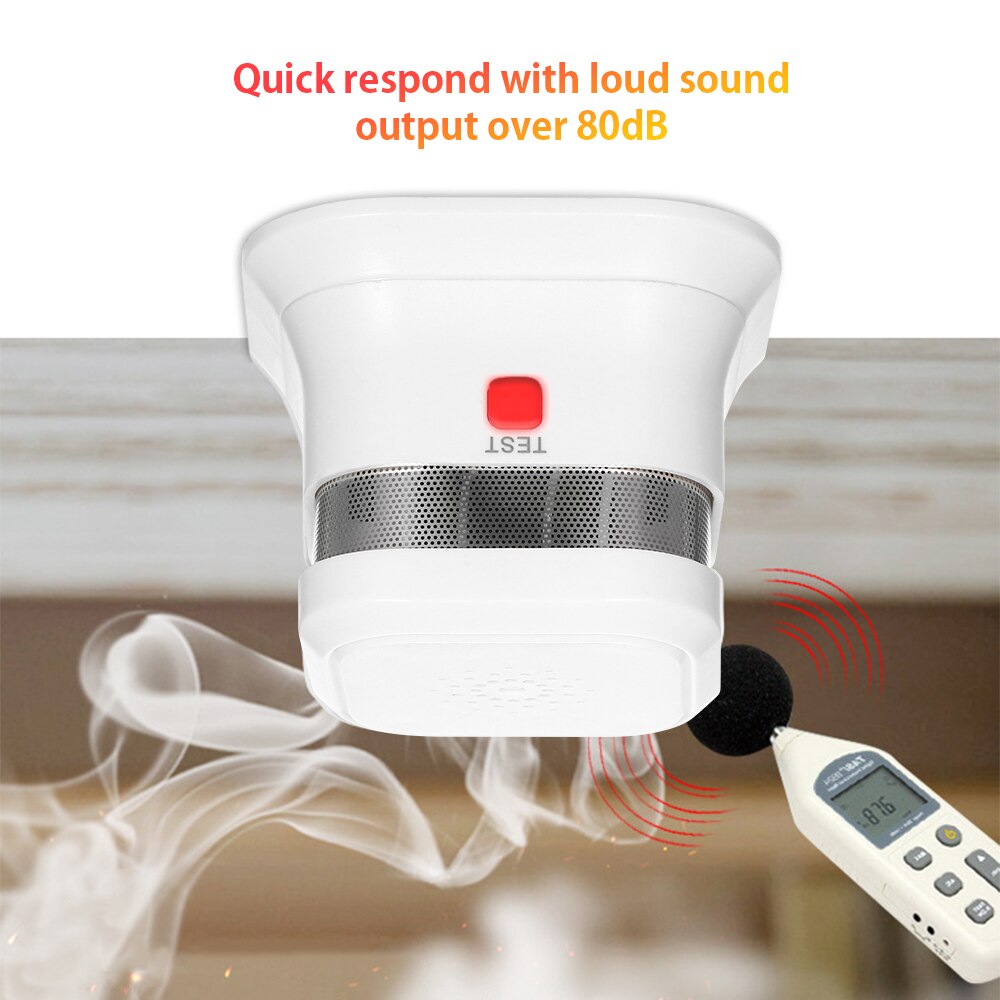 Rauchmelder Alarm Tragbare Feuer Alarme Optischer Sensor Batterie Betrieben Keine Verkabelung Erforderlich mit rot LED Anzeige