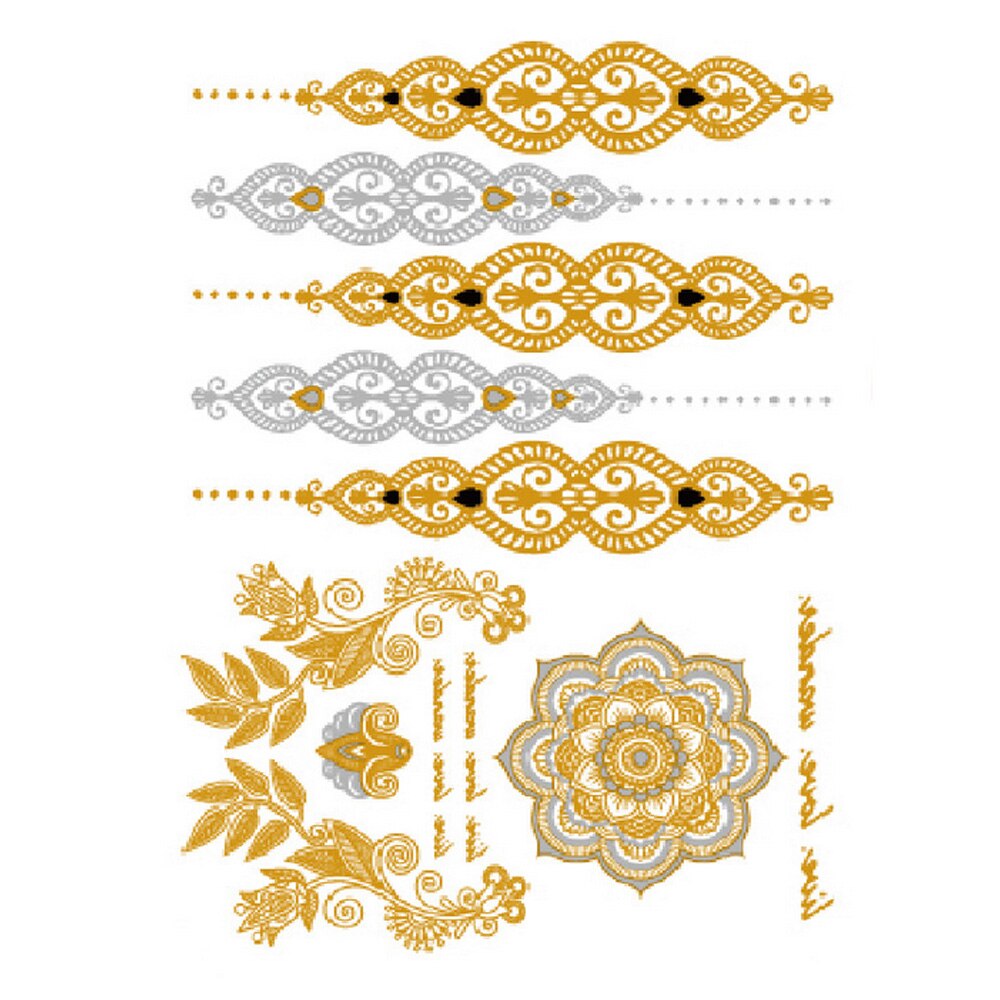 12 Vellen Glitter Shimmer Ontwerpen Goud Zilver Metallic Tijdelijke Tattoos Stickers Voor Vrouwen Tieners Meisjes Willekeurige Stijlen