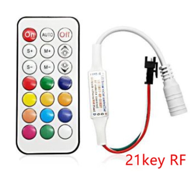 Mini 3key RF 14key 17key 21key Led Pixel Strip DC5-24V Light Controller For WS2811 WS2812B SK6812 6803 With Remote Controller: 21key RF controller