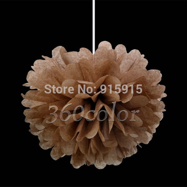 10 unids/lote, papel de seda marrón de 8 pulgadas (20cm), pompones, bolas de papel para flores, manualidades, decoración para de boda navideña