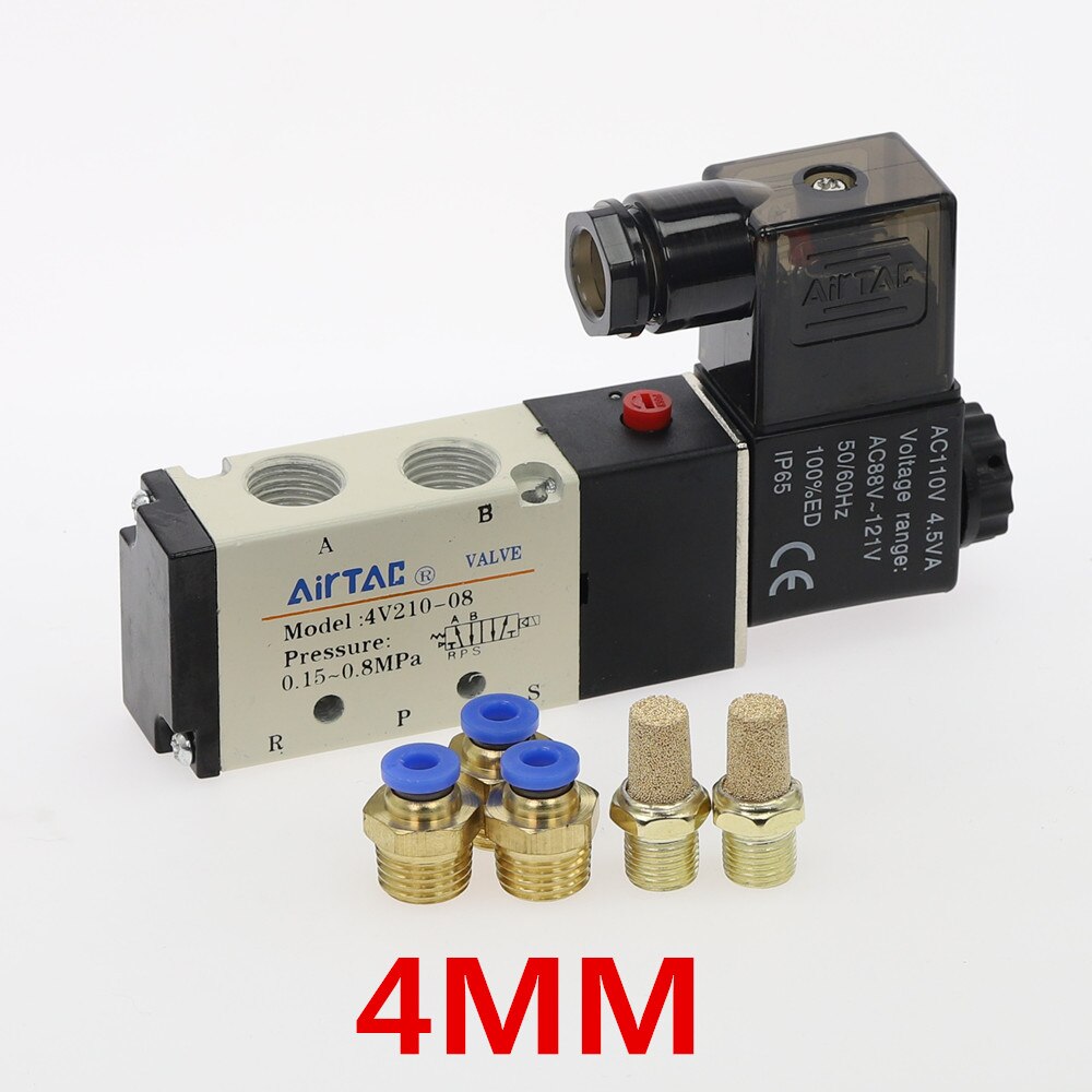 Pneumatic Electric Solenoid Valve 5 Way 2 Position Control Air Gas Magnetic Valve 12V 24V 220V Coil Volt 4mm-12mm Hose Fittings: PC 4mm Fittings / DC24