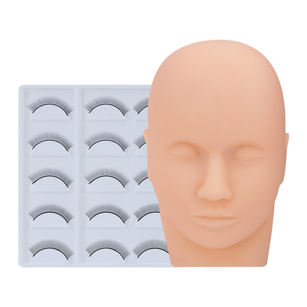 Práctica de pestañas postizas, maniquí de entrenamiento, cabeza plana, práctica de maquillaje, extensiones de pestañas