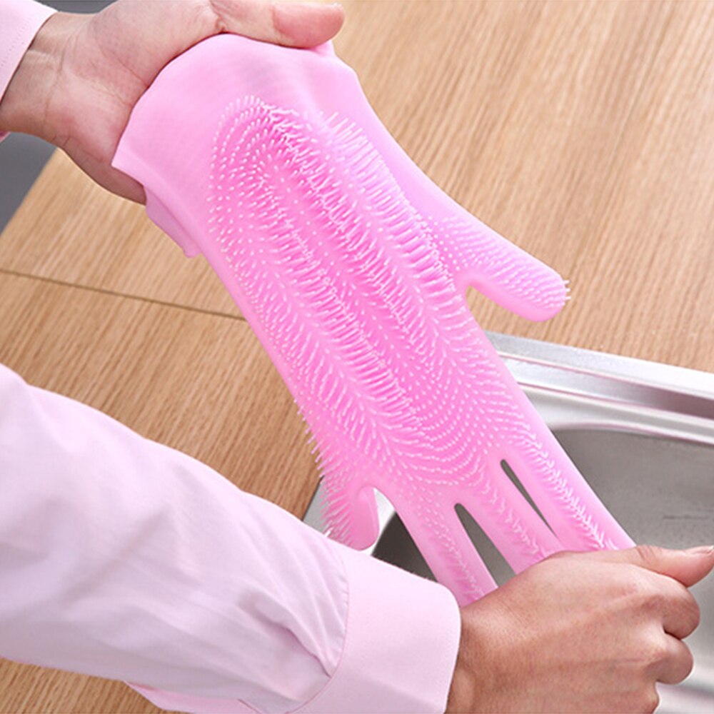 Guantes de limpieza para cocina lavavajillas, esponja de goma de silicona mágica, estropajo para el hogar,