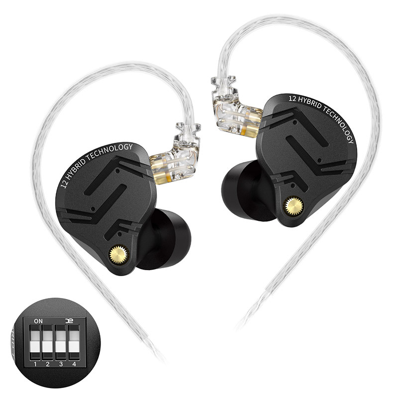 Kz  zs12 pro x metalen oordopjes 1dd+5ba hybride hifi bas in-ear monitor koptelefoon muziek sport noise cancelling headset: Blauw