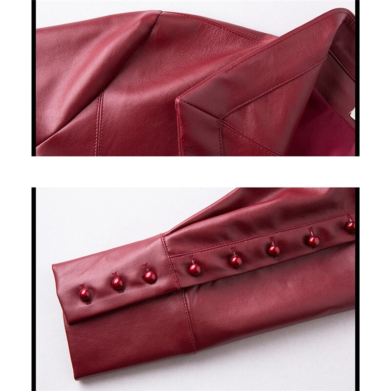 Spring autumn faux leather jacket women Europe and America S-3XL plus size black wine red slim PU jacket JD429