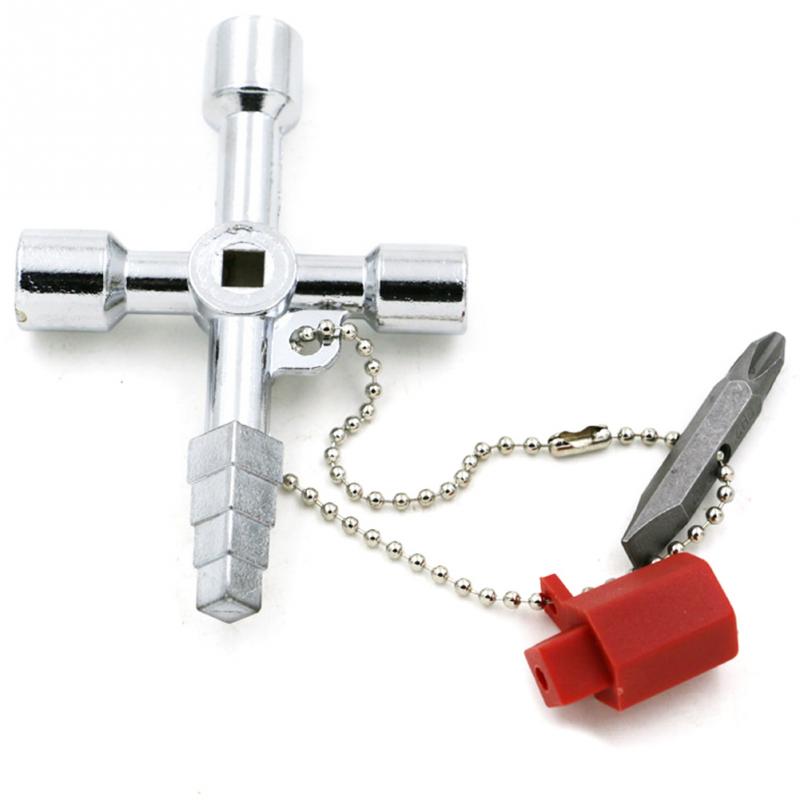 Key Wrench Plumber Multifunction Train Elevator Square Accessories Universal Electrical Cabinet Triangular Switch Cross Wrench