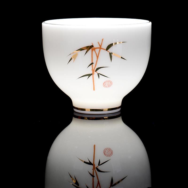 Witte porseleinen theekop, traditioneel chinees patroon, theekopje, theekom voor puer kung fu theeservies accessoires, theeservies en drinkgerei: 8