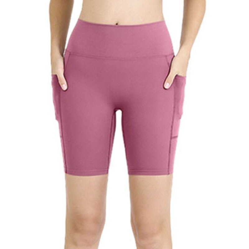 Sommar dam yogashorts dubbla sidfickor sportstrumpbyxor sömlösa fitnessshorts rosa l kod: Default Title
