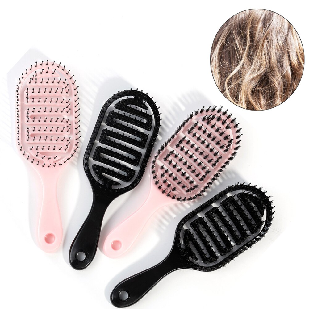 Haar Borstel Voor Schoonheid Hoofdhuid Massage Haarborstel Kam Ovale Anti-Statische Paddle Kam Hair Styling Tool Varkenshaar Nylon haar Borstel
