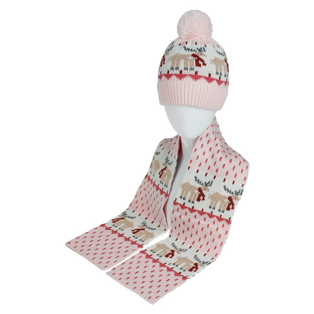 Europa amerika herfst winter baby kerstmis cartoon patroon warm jongens meisjes kindermuts en sjaal 2pc sets