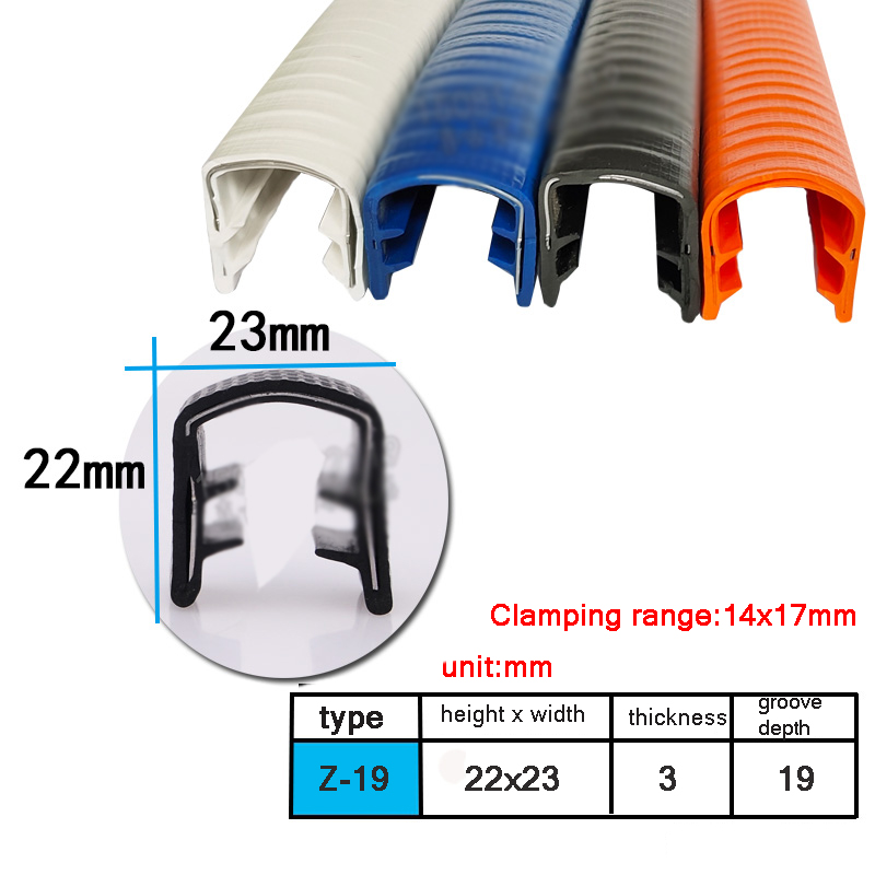 1M U-shaped Clamp Iron Rubber Edge Sealing Strip Bridge Cable Tray Iron Sheet Stainless Steel Plate Edge Protection Mouth Strip: Blue