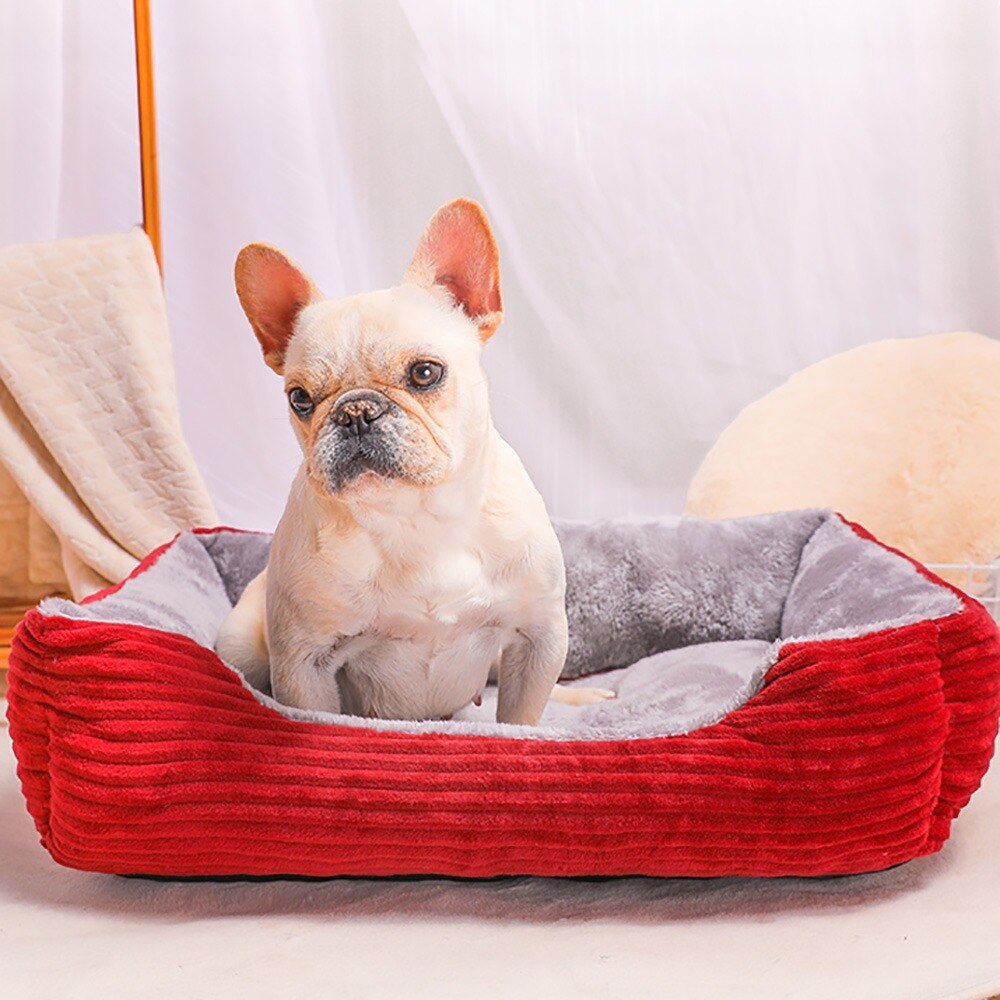 Cama para perro grande rectangular de pana, sofá para cachorro, gato, casa de mascotas, cojín para camas de felpa cálida para perros de raza pequeña