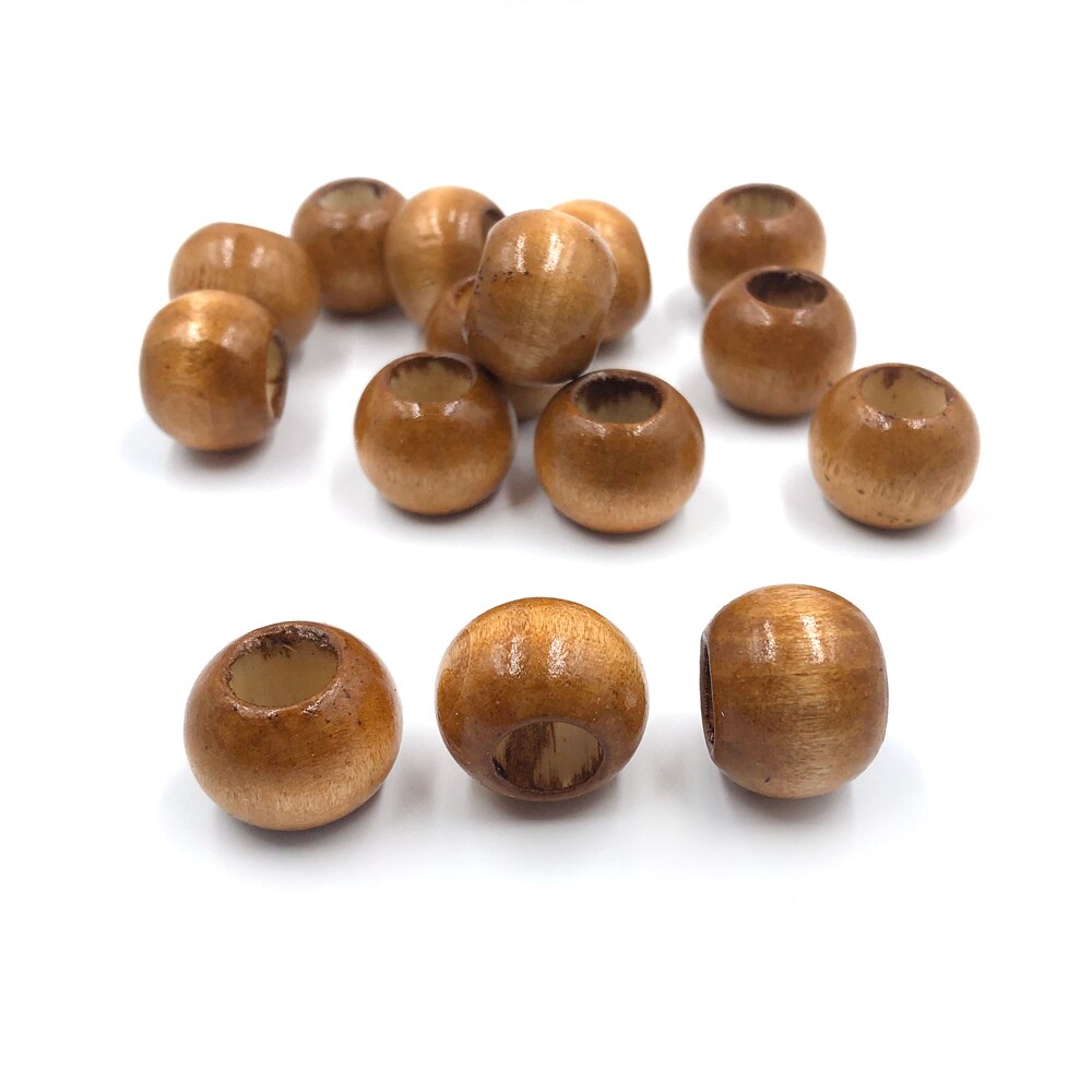 Grandes perles de café en bois naturel marron, grosses perles rondes en bois , amples, 15x20mm pour bracelet de fabrication de bijoux, bricolage, 50pcs