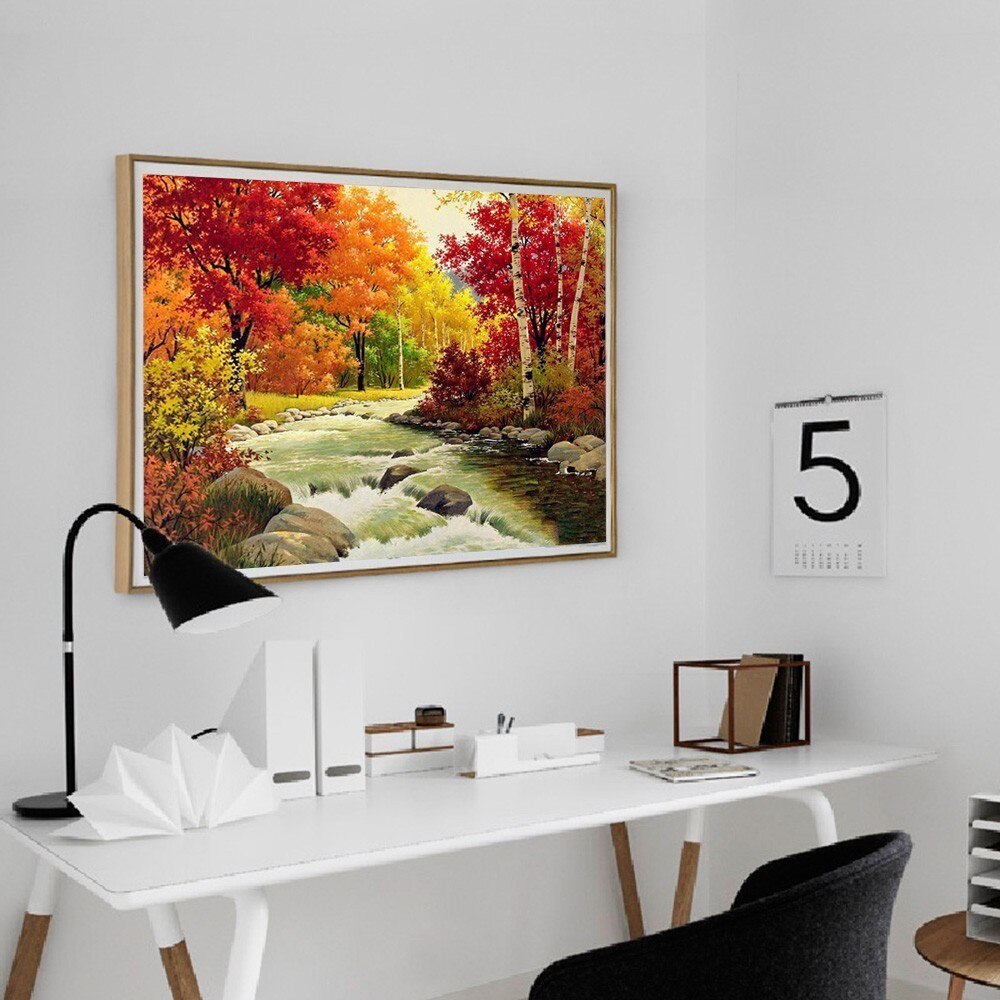Huacan Diamant Schilderij Herfst Landschap 5D Diy Diamond Mozaïek Landschap Volledige Vierkante Diamanten Borduurwerk Boom Ambachten Kit Decoratieve