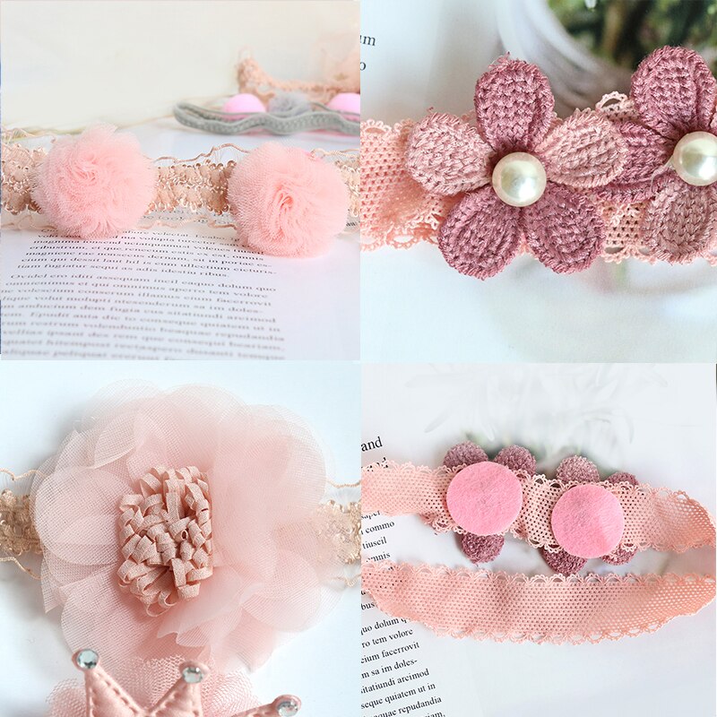 3 Pcs/Set Lace Flower Baby Headband Crown Bows Hairband Girl Turban Elastic Baby Hair Band Newborn Baby Hair Accessories