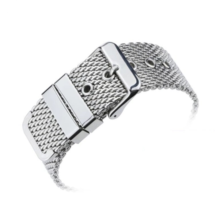 18mm 20mm 22mm 24mm Premium Mesh Milanese Loop strap Stainless Steel Watch band Metal Watchbad Replacement Watchband Bracelet: Silver / 22mm