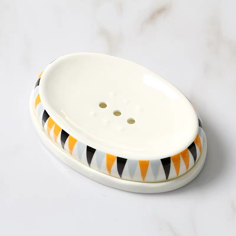 European Pastoral Bone China Soap Box Ceramic Bathroom Toilet White Porcelain Soap Draining Dish Home Light Luxury Soap Tray: D