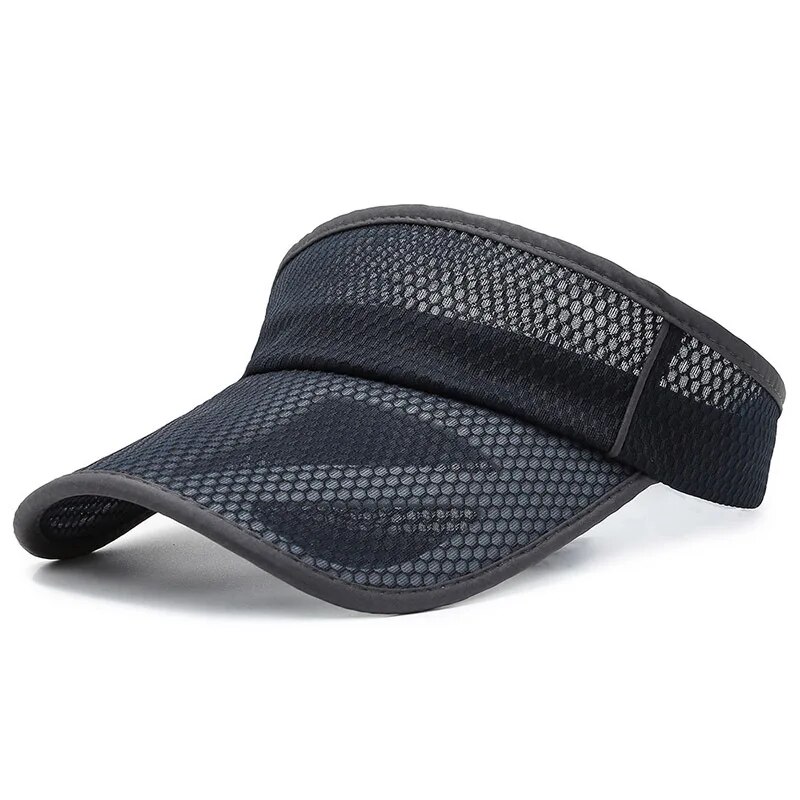 Summer Empty Top Hat Men's Sports Hat Women's Bare Plate Mesh Quick-Drying Hat Outdoor Casual Large Brim Empty Top Hat: Blue