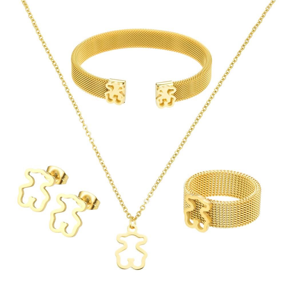 Anillo Oso de collares, pulseras y pendientes de oro de acero inoxidable de color oso anillos muchos puede seleccionar superior de