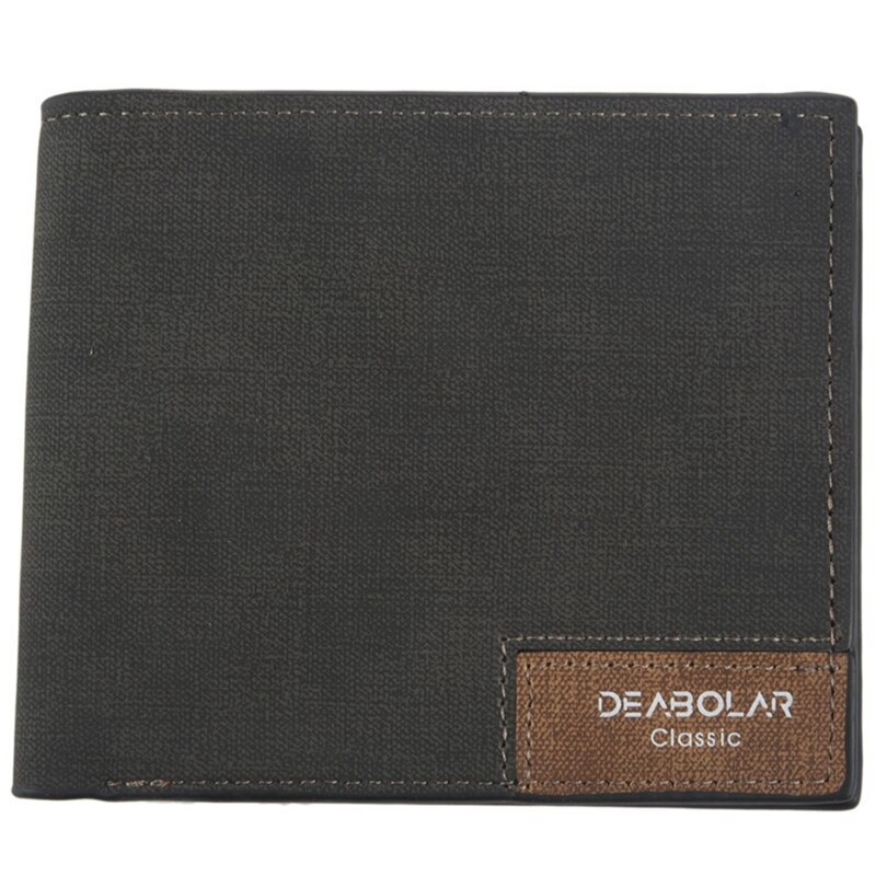 DEABOLAR Brand 2 Pcs Wallet Purses Slim Men's Retro Wallets Men Thin Wallets, Black & Gray
