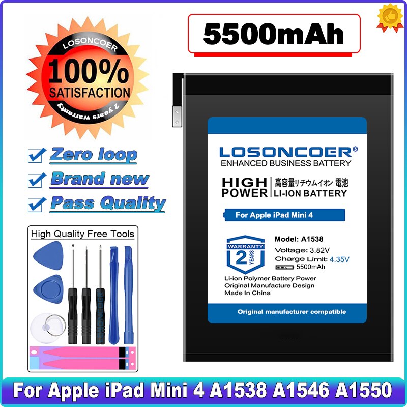 LOSONCOER 5500mAh Hoge Capaciteit Batterij Voor Apple iPad Mini 4 Mini4 A1538 A1546 A1550 Vervangende Batterij + Gratis Tools