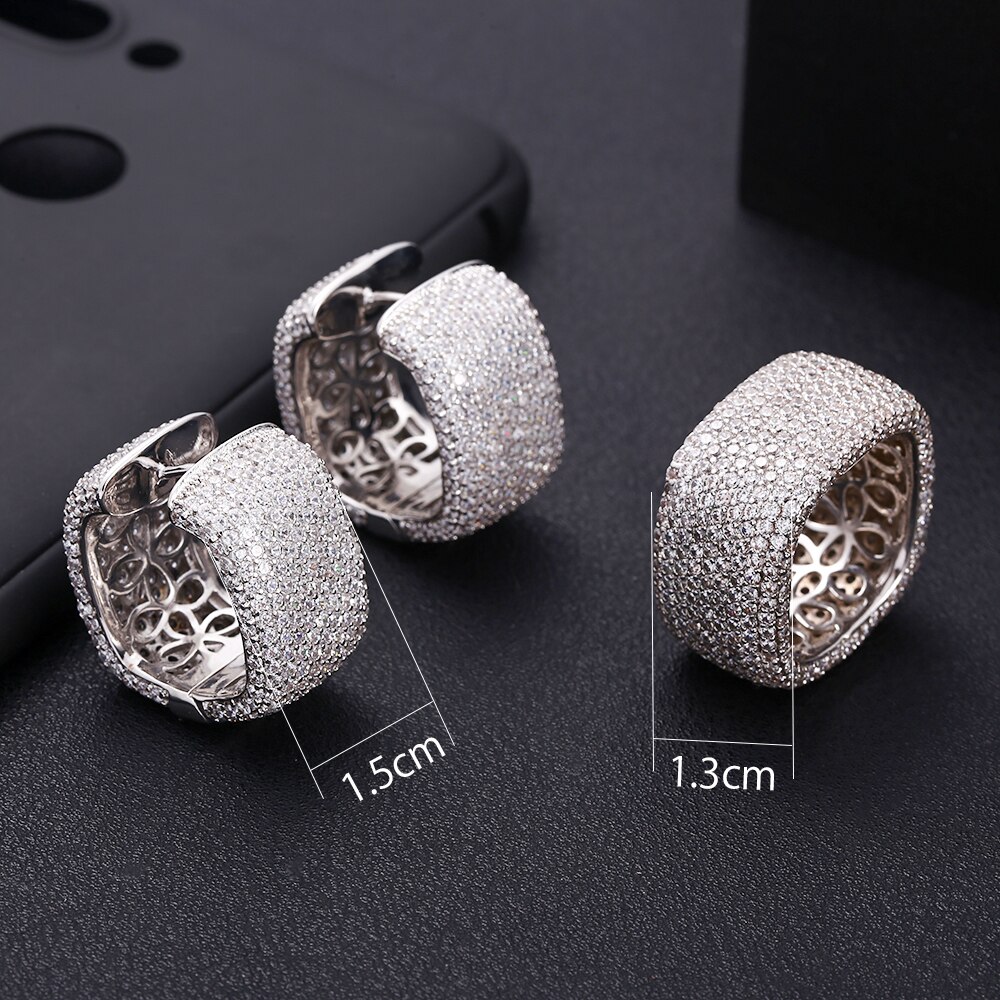 Janeklly di tendenza Geometrica piazza aros Orecchini A Cerchio per Le Donne Accessori cubo Zirconia Orecchini Gioielli pendientes mujer moda